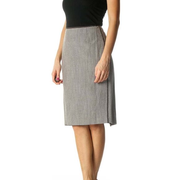 Elie Tahari Gray Texture Classic Straight Skirt - Picture 2 of 3